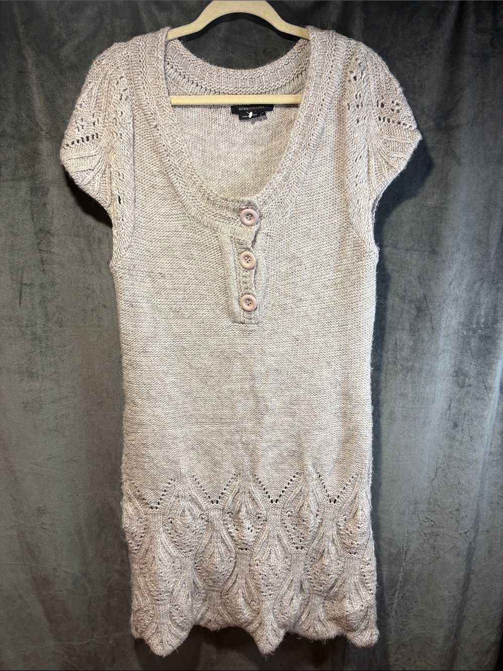 BCBG Max Azria Short-Sleeve Alpaca Sweater Dress XL